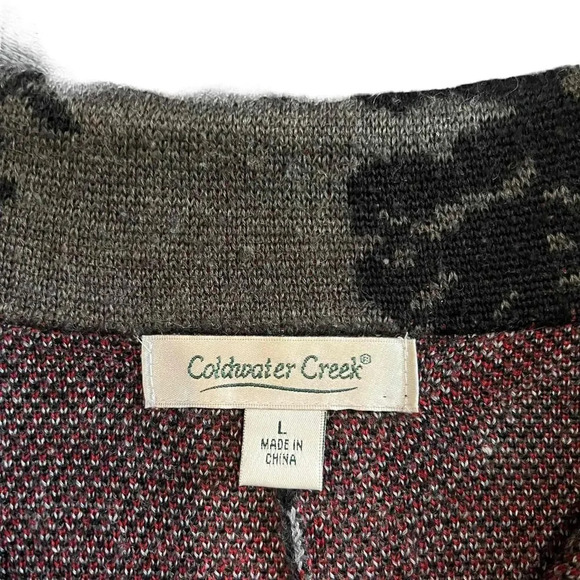 Coldwater Creek Button-Up Floral Pattern Collared Long Sleeve Cardigan -  Large - Picture 2 of 5